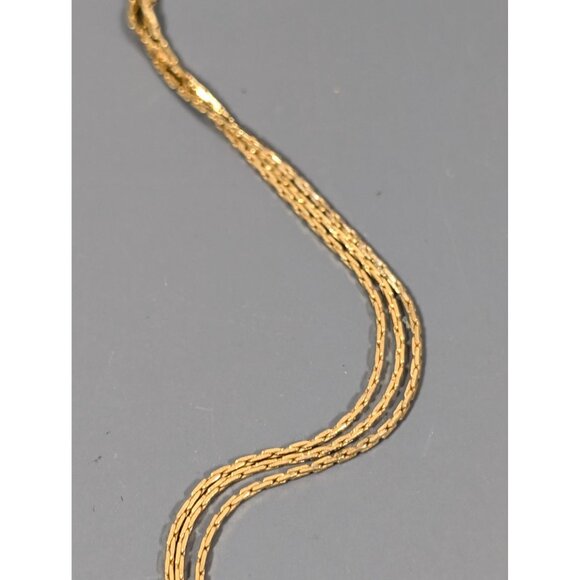 Vintage Gold Tone Triple Chain Layered Necklace Long 26" Classic Elegant - Picture 5 of 8